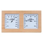 thermo-hygrometer made of cedar horizontal with white dial