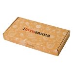 Product packaging for I Love sauna looks great and crabs attention.