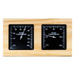 thermo-hygrometer made of radiata pine horizontal with black dial